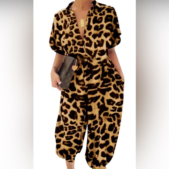 Ave45 Pants - LEOPARD PRINT ROMPER
